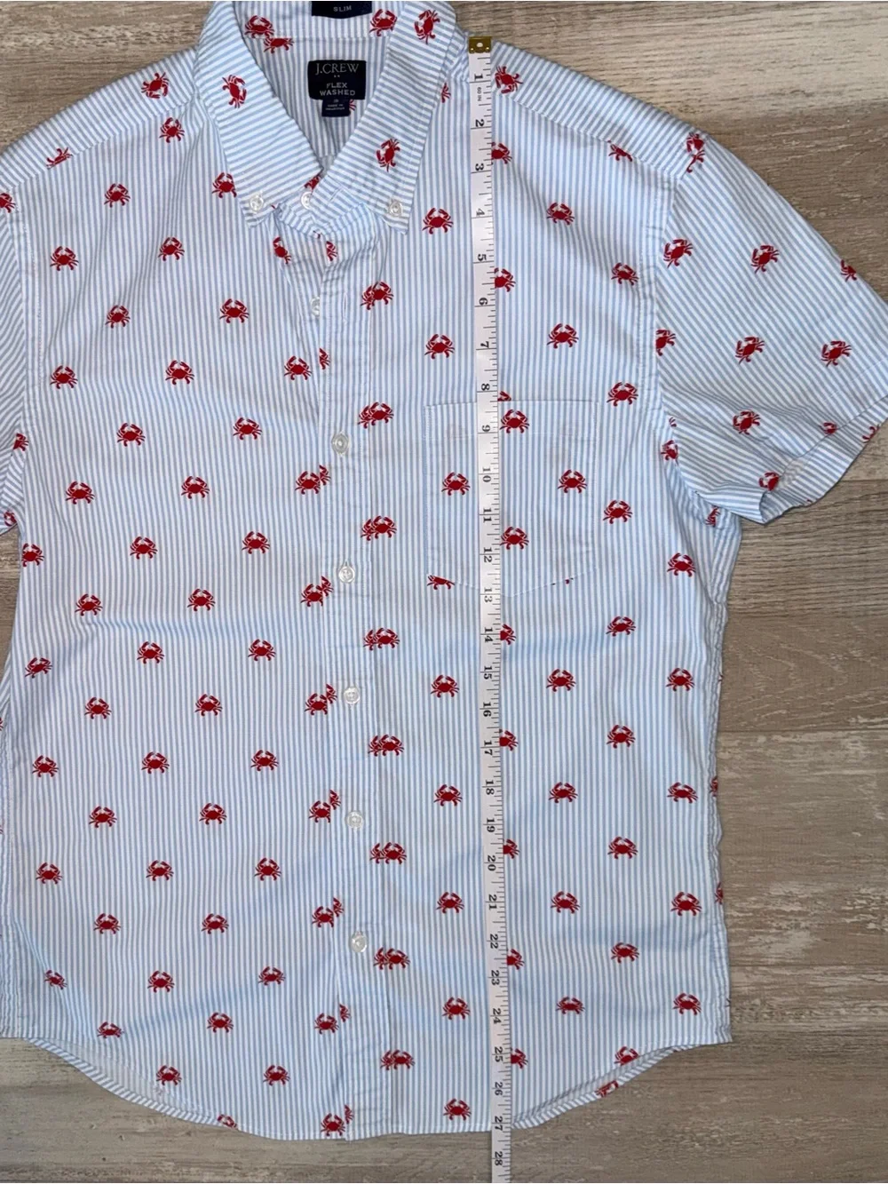 J.Crew Flex Washed Slim Fit Crab Print Button Down Shirt Coastal Nautical - Picture 7 of 10